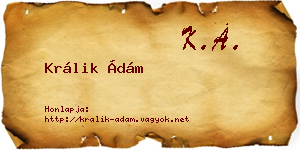Králik Ádám névjegykártya
